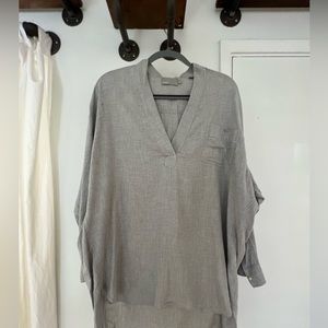 Vince Grey Lightweight Flannel Pullover Poncho